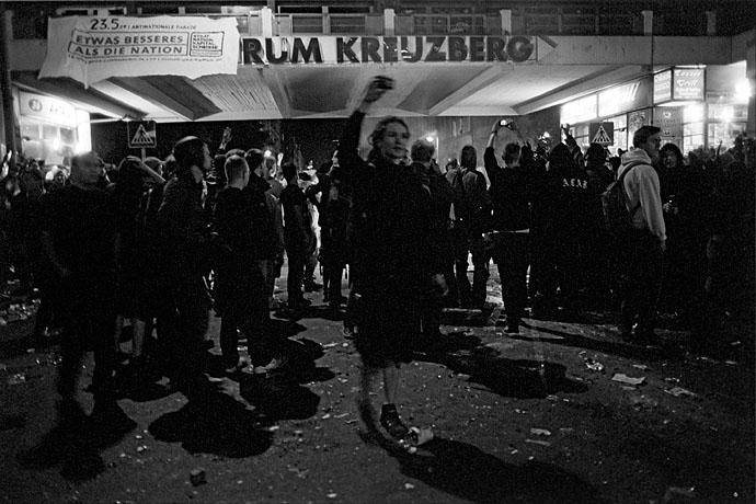 Demonstrators walk the streets. Image: Michel Meijer