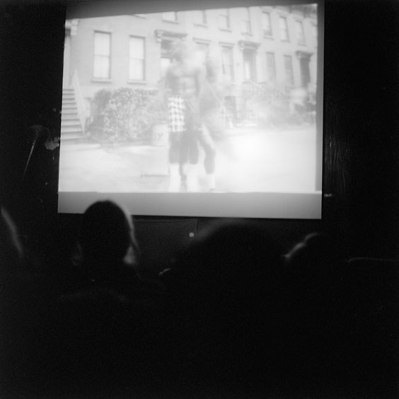Wednesday, February 12, 2003. Durchsfenster - The February program 2003 The projection screen and the audience in the projection room. Image: Michel Meijer