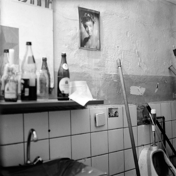 Thursday, February 13, 2003. Durchsfenster - The February program 2003 In the toilet of the cinema there is a picture with a portrait of Laura Palmer. Image: Michel Meijer