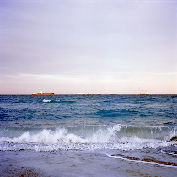 Rice cultivation in Albufera Natural Park, Spain 2015. Shipping in the Mediterranean off the coast of El Saler. Image: Michel Meijer