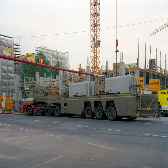 A low-loader with concrete panels on a street in Berlin. Image: Michel Meijer