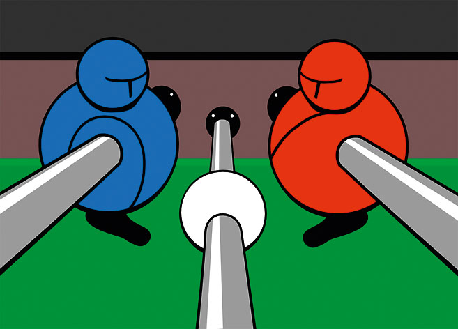 Tischkicker-Spiel. Illustration: Christian Aschberg.