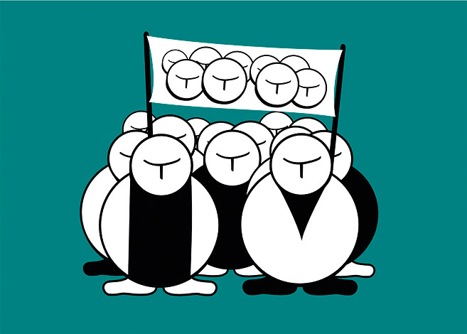 Monotoons-Demonstration. Illustration: Christian Aschberg.