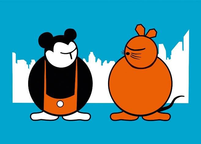 Monotoons als Mickey Mouse und Der Maus. Illustration: Christian Aschberg.