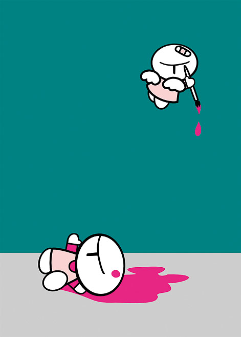 Ein Engel mit einem Pinsel. Illustration: Christian Aschberg.