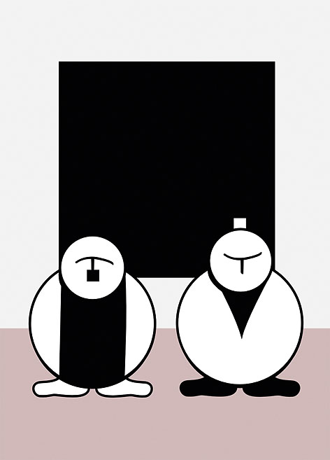 Zwei Monotoons mit unterschiedlichen Frisuren. Illustration: Christian Aschberg.