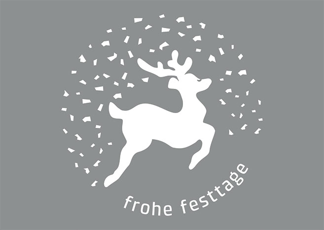 frohe festtage Ein Rentier umgeben von Schneeflocken. Eine Arbeit von Christine Oehrlein.