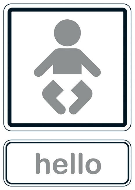 hello Ein Piktogramm eines Babys. ein Bild von Drucksachen!