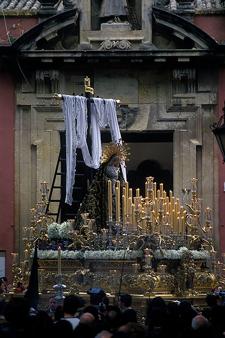 One of the altars is carried out of the church from where the procession of their church community begins. Image: Michel Meijer