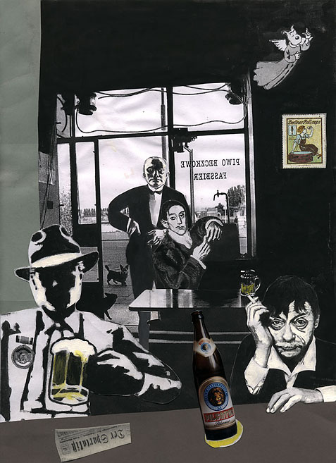 Faßbier Café-Szene. Collage: Tim Roeloffs.