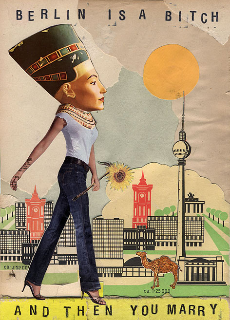 Berlin is a bitch Nefertiti geht durch Berlin. Collage: Tim Roeloffs.