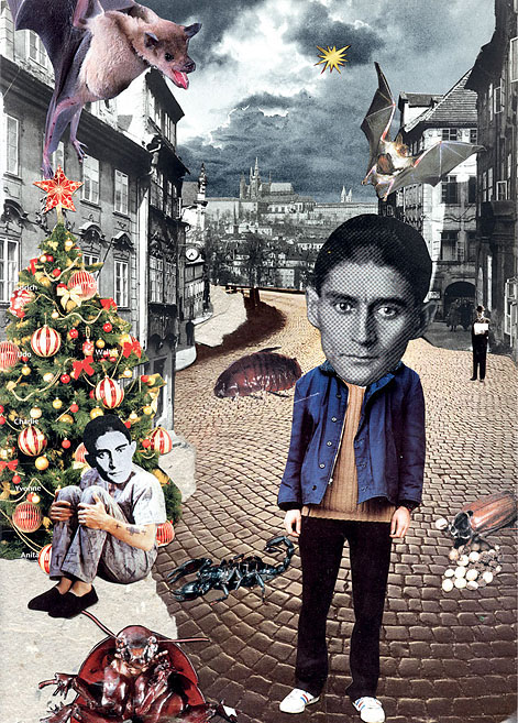 Franz Kafka Franz Kafka auf der Straße. Collage: Tim Roeloffs.