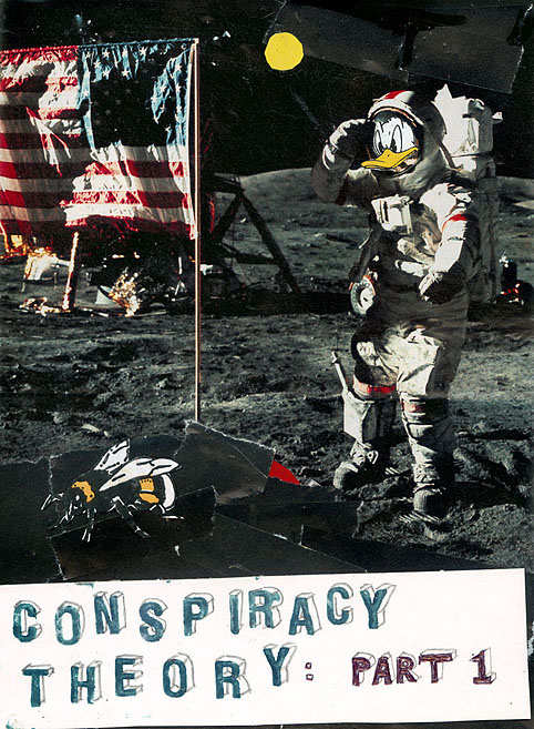 CONSPIRACY THEORY: PART 1 Donald Duck auf dem Mond. Collage: Tim Roeloffs.